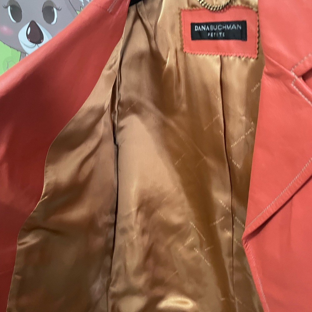 Dana Buchman Women's Coral Leather Blazer - Picture 4 of 7